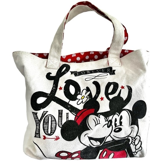 Disney Parks Mickey and Minnie Mouse
"Love" Canvas Tote 13" H x 19.5" - Picture 1 of 5